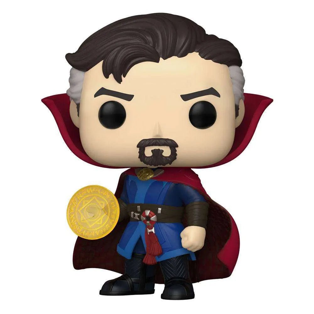 Funko POP! Doctor Strange #1000 vinyl figure holding a glowing yellow magic disc in his blue and red costume.