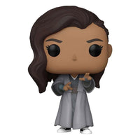 Funko POP! America Chavez vinyl figure wearing a grey robe and sneakers, shown from the front against a white background.