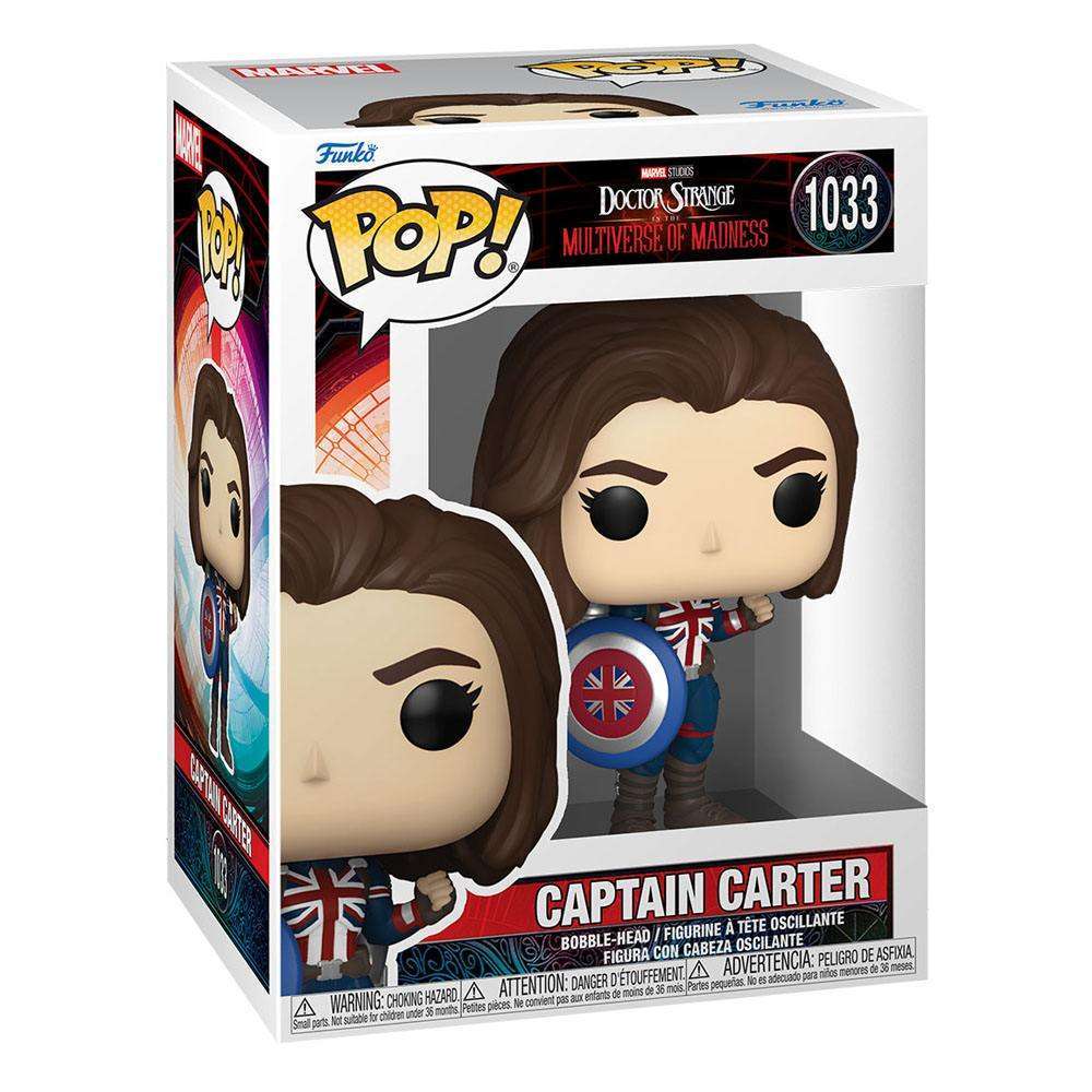 Funko POP! Captain Carter #1033 vinyl figure in its original window display box, featuring the Marvel branding.