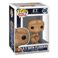 Funko POP! E.T. with Flowers 40th Anniversary vinyl figure in its original display box, front and side view.