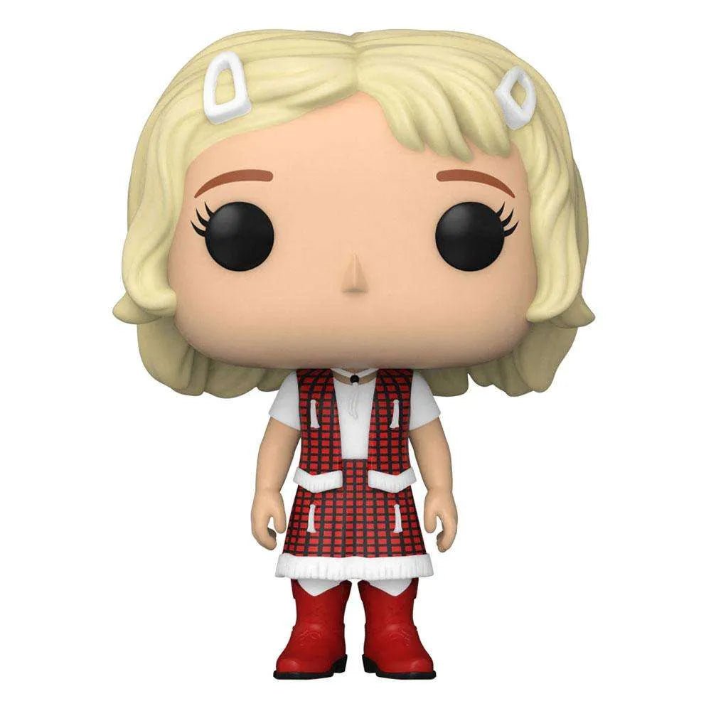 Funko POP! Gertie from E.T. 40th Anniversary figure with blonde hair, red plaid dress, and red boots, front view.
