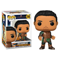 Funko POP! Eternals Gilgamesh #730 vinyl figure in bronze and green armor standing next to its branded display box.