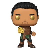 Funko POP! Eternals Gilgamesh #730 vinyl figure featuring a brown and green suit with a glowing gold energy fist.