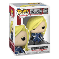 Funko POP! Olivier Mira Armstrong #1178 vinyl figure in its original branded display box, front and side view.