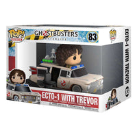 Funko POP! Ghostbusters: Afterlife Trevor with Ecto-1 vinyl figure in its original display box packaging.