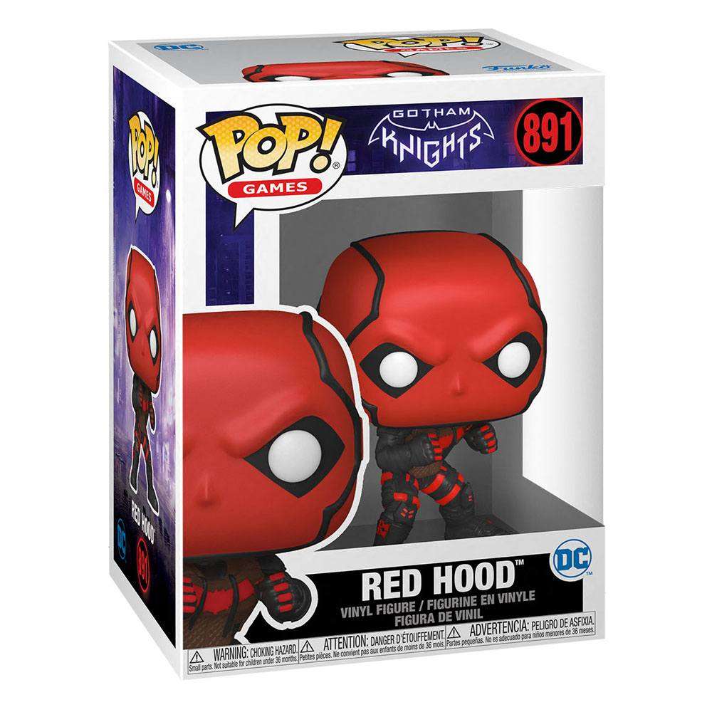 Funko POP! Gotham Knights Red Hood #891 vinyl figure in its original branded display box, front and side view.