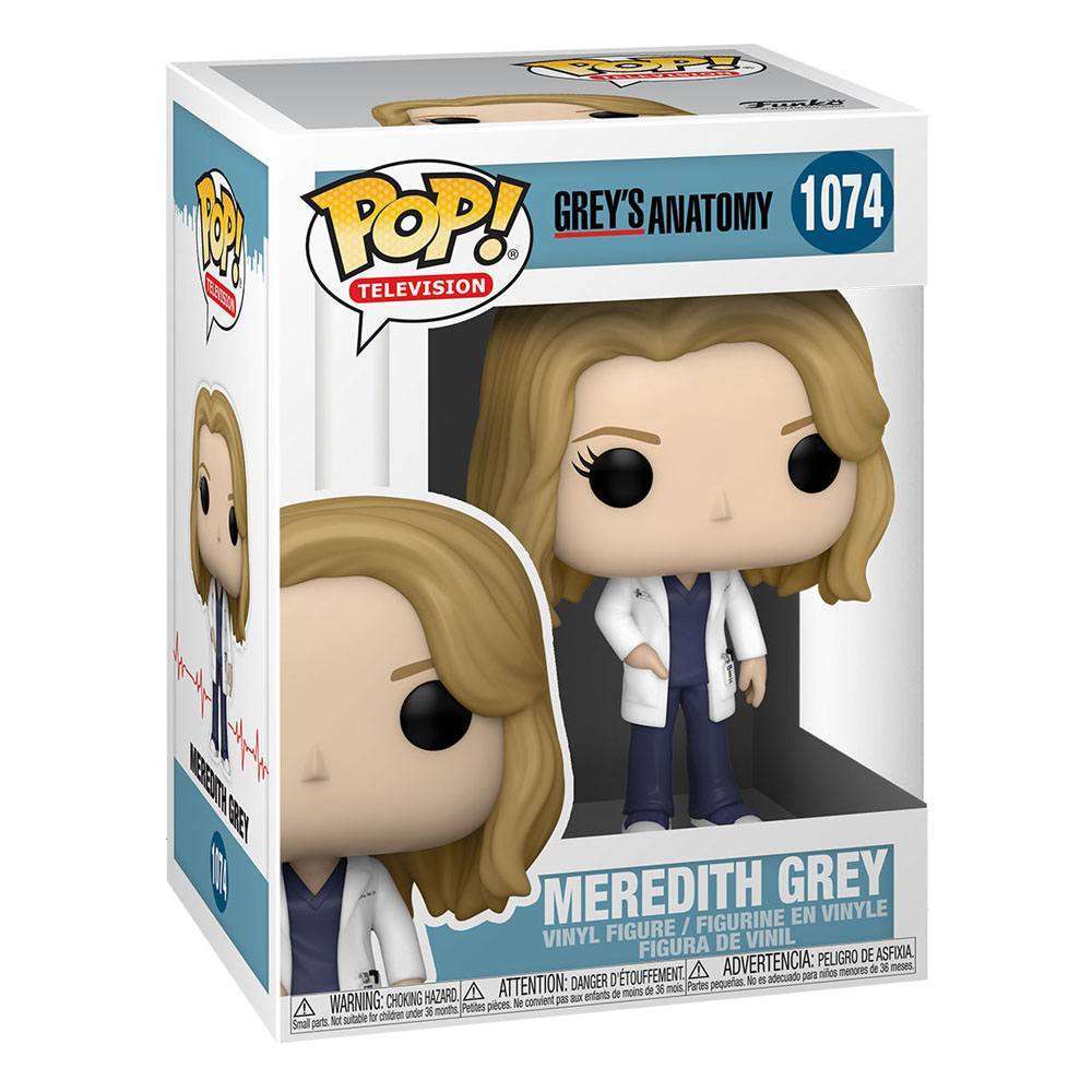 Funko POP Meredith Grey #1074 vinyl figure in its original branded window display box, front and side view.