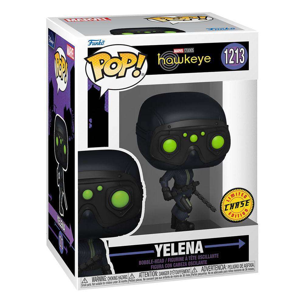 Funko POP Hawkeye Yelena Belova vinyl figure in its original packaging with a Limited Chase Edition sticker.
