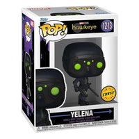 Funko POP Hawkeye Yelena Belova vinyl figure in its original packaging with a Limited Chase Edition sticker.