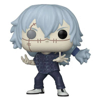Funko POP! Jujutsu Kaisen Mahito figure featuring light blue hair, stitched face details, and a dark plaid shirt.