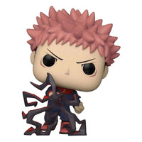 Funko POP! Jujutsu Kaisen Yuji Itadori vinyl figure with spiky pink hair and black cursed energy effects.