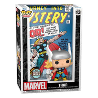 Funko POP! Marvel Comic Cover Classic Thor #13 vinyl figure inside a protective display case with comic art backdrop.