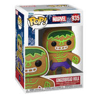 Funko POP! Marvel Holiday Gingerbread Hulk vinyl figure in its branded display box, showing front and side views.