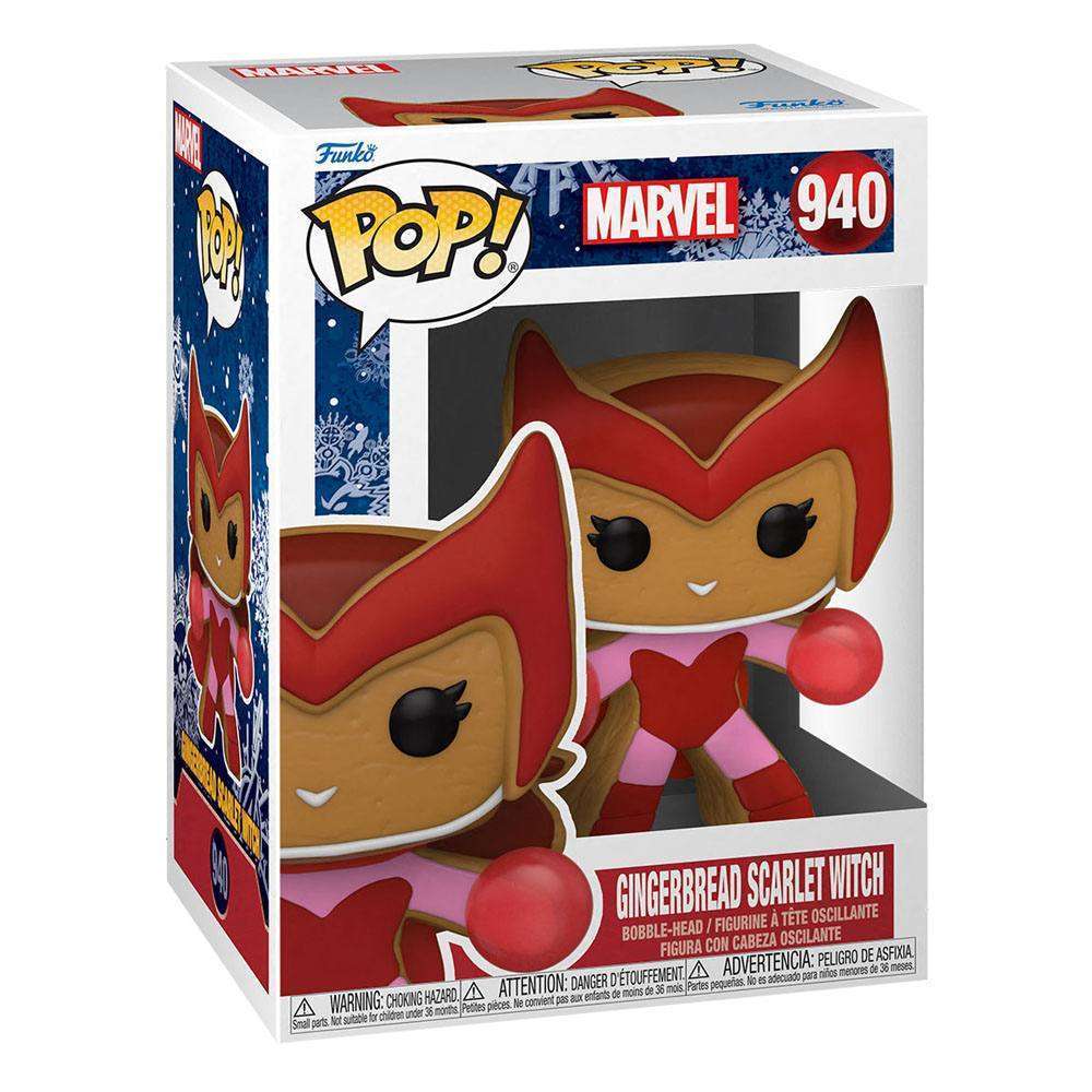 Funko POP! Marvel Holiday Gingerbread Scarlet Witch vinyl figure in its original branded display box.