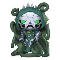 Funko POP! Marvel Mech Strike Doctor Doom #990 figure featuring a green monster-themed suit with silver armor details.