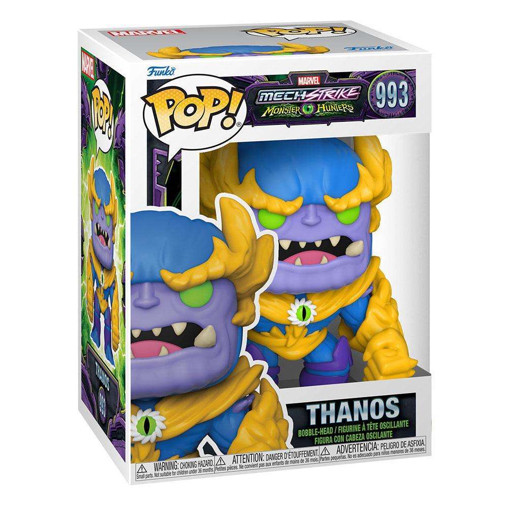 Funko POP! Marvel Mech Strike: Monster Hunters Thanos #993 vinyl figure in its original branded display box.