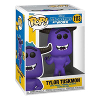 Funko POP Monsters At Work Tylor Tuskmon vinyl figure in its branded display box, showing front and side views.
