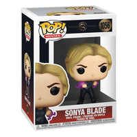 Funko POP Mortal Kombat Sonya Blade vinyl figure in its original branded display box, front view.