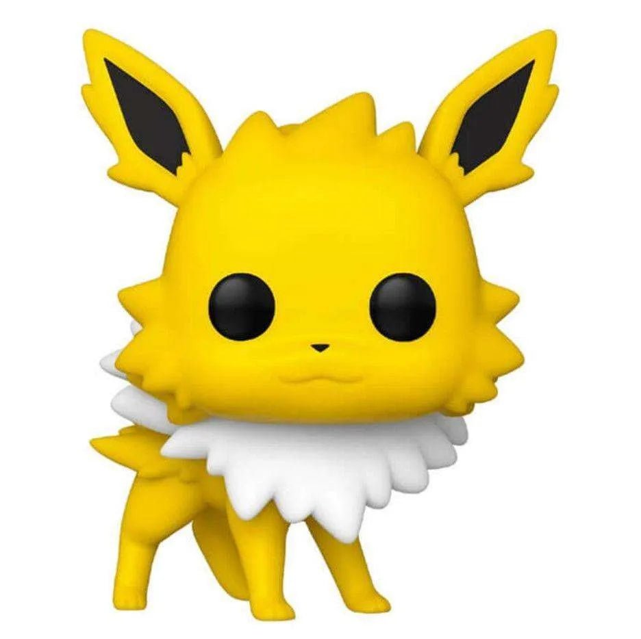 Front view of Funko POP! Pokemon Jolteon #628 vinyl figure with bright yellow fur and a white spiked collar.