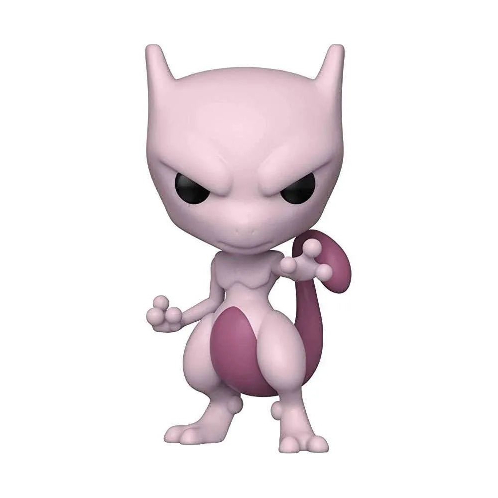 Front view of a 25 cm Funko POP! Pokemon Mewtwo vinyl figure in light purple with a dark purple tail and chest.