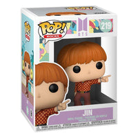 Funko POP! Rocks BTS Jin vinyl figure in its original window display box, showing the front and side packaging.