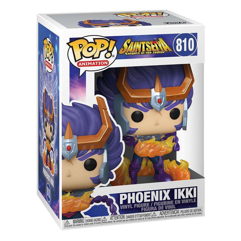 Funko POP! Saint Seiya Phoenix Ikki #810 vinyl figure in its original window display box, front and side view.