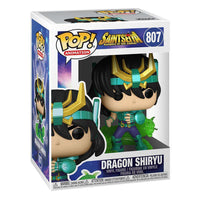 Funko POP! Dragon Shiryu #807 vinyl figure in its original branded window box packaging, front and side view.
