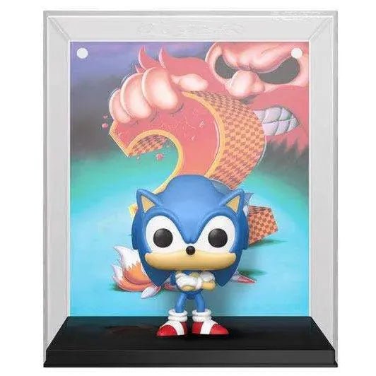 Funko POP! Sonic the Hedgehog 2 vinyl figure in a clear display case featuring classic game cover art.