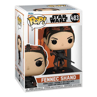 Funko POP! Fennec Shand vinyl figure in its Star Wars branded display box, showing the character with a blaster.