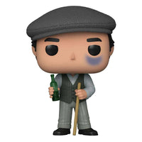 Funko POP! Michael Corleone figure wearing a grey cap and vest, holding a green bottle and cane with a bruised eye.