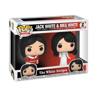 Funko POP! The White Stripes 2-Pack featuring Jack and Meg White vinyl figures in their iconic red and white outfits.