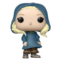 Funko POP! Ciri vinyl figure from The Witcher wearing a blue hooded cloak, blonde hair, and brown pants.