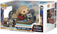 Funko POP! Thor Love and Thunder Goat Boat #290 in packaging, featuring Thor, Toothgnasher, and Toothgrinder figures.