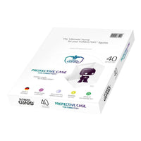 White counter-top display box for 40 Funko POP! protective cases made of clear, acid-free, eco-friendly PET material.