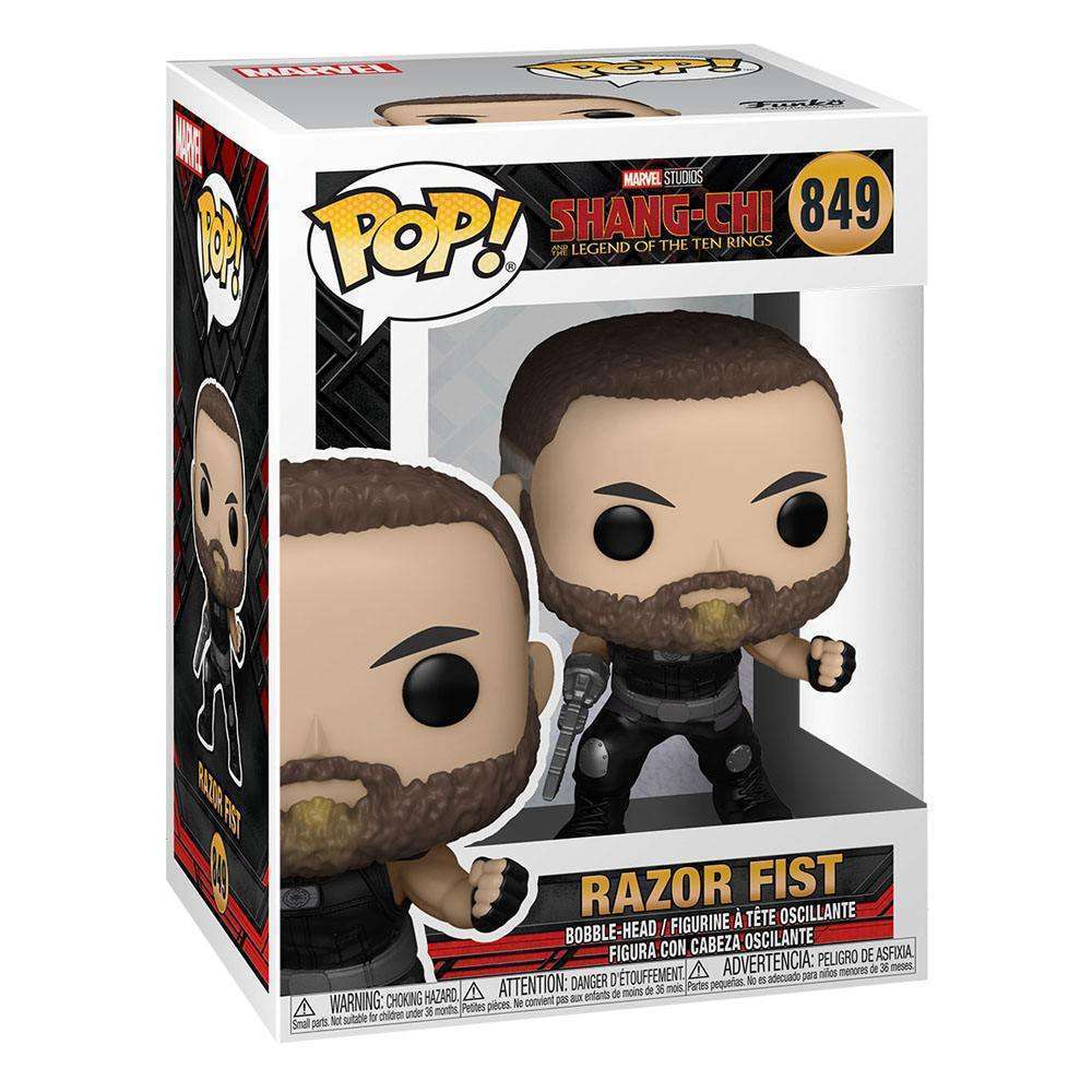 Razor Fist Funko Pop vinyl figure in its original Marvel Studios Shang-Chi branded display box.