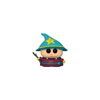 Grand Wizard Cartman Funko POP! vinyl figure wearing a blue wizard hat and purple robe, holding a small wooden stick.
