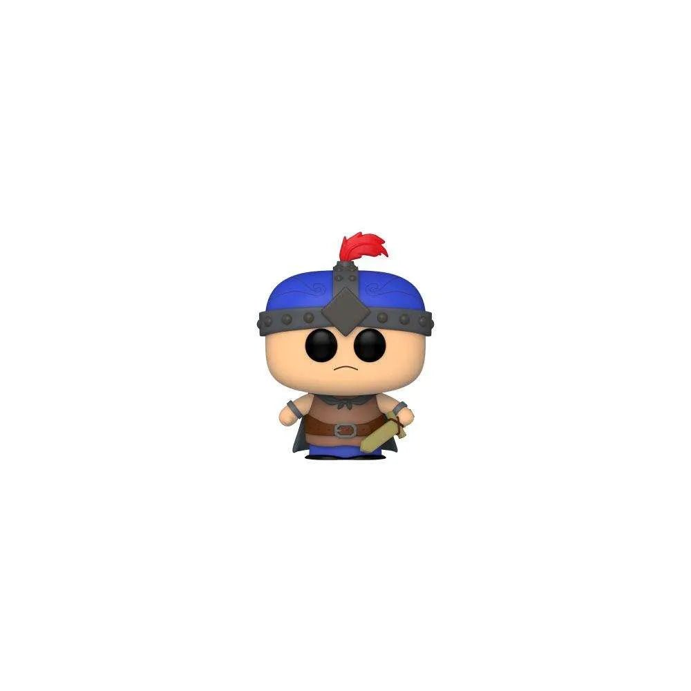 Front view of Ranger Stan Marshwalker Funko POP! vinyl figure wearing a blue helmet with a red feather and brown armor.