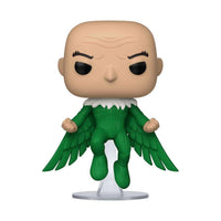 Funko Pop Vulture First Appearance figure in a green suit with wings, floating on a clear stand, front view.