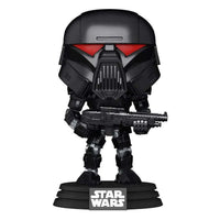 Front view of Funko Star Wars Dark Trooper Pop! #466 featuring a black armored droid figure holding a blaster.