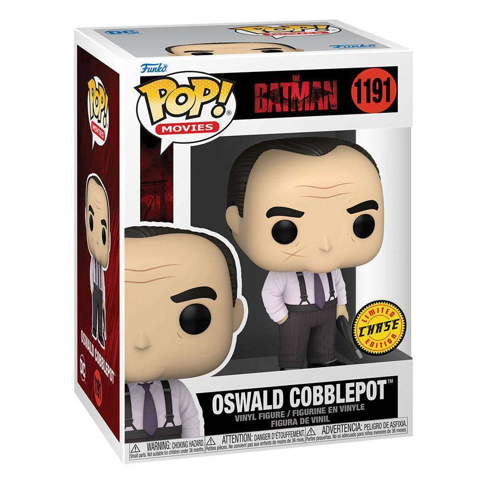 Funko Pop! The Batman Oswald Cobblepot #1191 vinyl figure in its original display box with Chase Edition sticker.