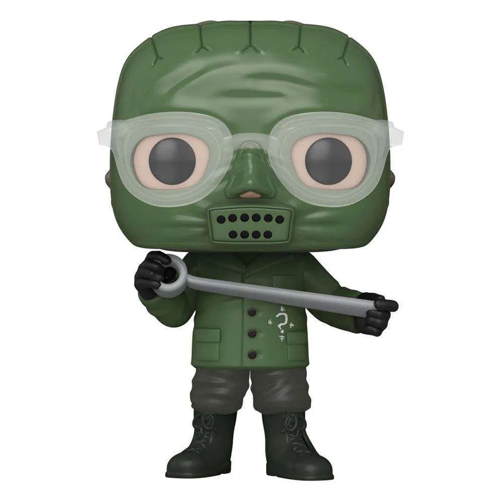Funko The Batman The Riddler Pop! #1192 figure wearing a green mask, clear glasses, and holding a metal pipe.