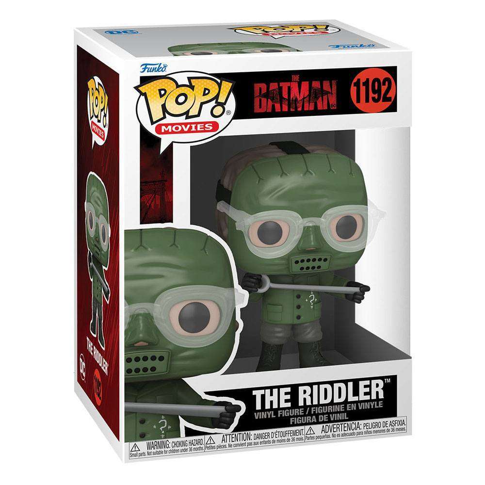 Funko The Batman The Riddler Pop! #1192 vinyl figure in its original window display box, front and side view.