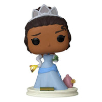 Funko Ultimate Disney Princess Tiana #1014 vinyl figure wearing a blue gown, tiara, and holding a small green frog.