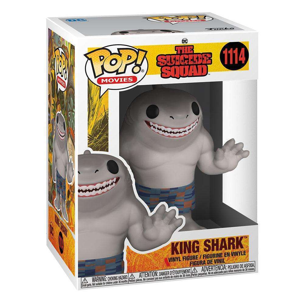 King Shark Funko Pop vinyl figure from The Suicide Squad in its original window display box, front view.