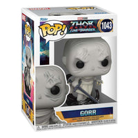 Funko Pop! Gorr #1043 from Thor: Love and Thunder in its original window display box, showing the figure and packaging.