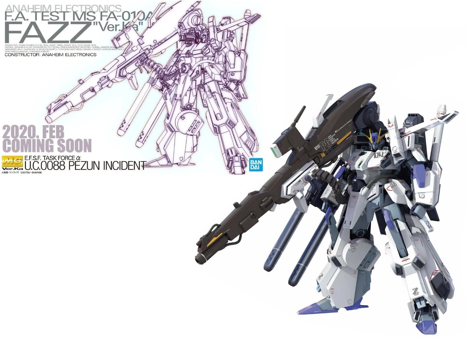Bandai - Gundam MG 1/100 FAZZ Ver.Ka FA - 010 Master Grade Model Kit