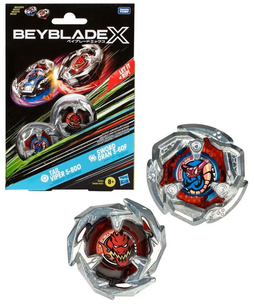 Hasbro Beyblade X Dual Pack – Tail Viper 5 - 80O & Sword Dran 3 - 60F | Beyblade X Europe by LAB7 Malta, Europe
