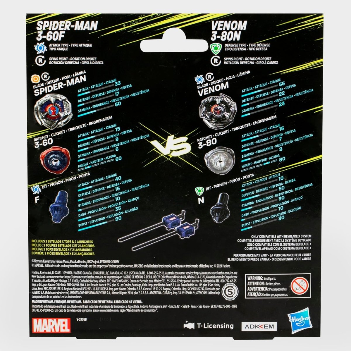 Hasbro Beyblade X Marvel Spider-Man 3-60F & Venom 3-80N Dual Pack in Malta | LAB7