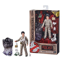 Hasbro Ghostbusters Plasma Series Podcast action figure with accessories and build-a-ghost part in window box packaging.