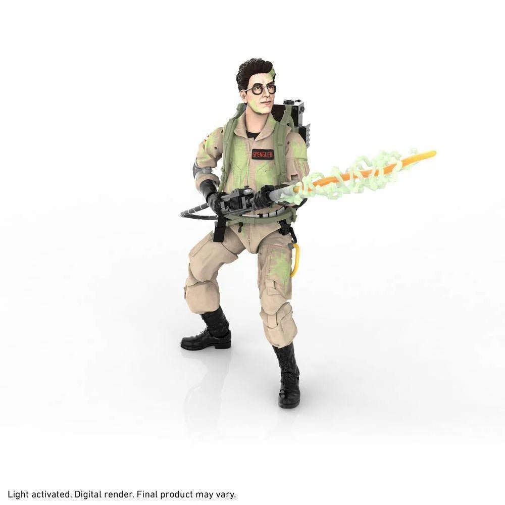 Hasbro Ghostbusters Egon Spengler Plasma Series 6-inch figure in a tan jumpsuit holding a glowing proton stream.